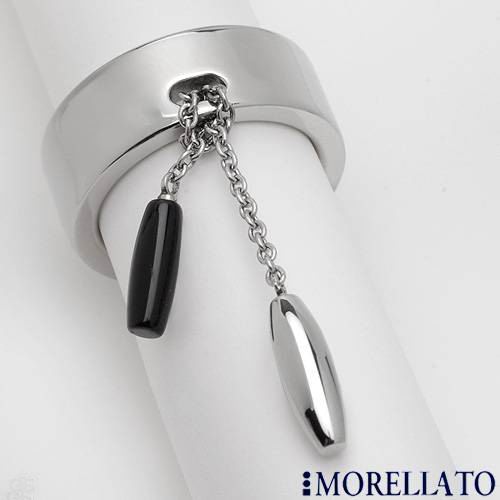 MORELLATO- GENUINE ONYX DANGLE RING-sz7